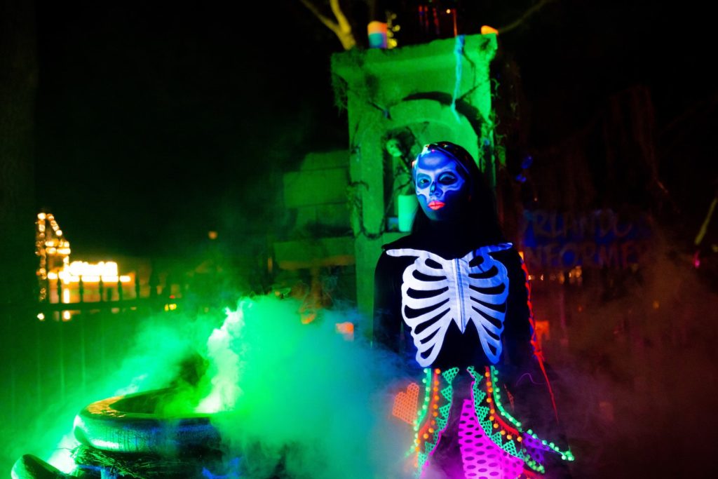 Orlando Informer Voodoo Lounge featuring a woman dressed in neon skeleton outfit