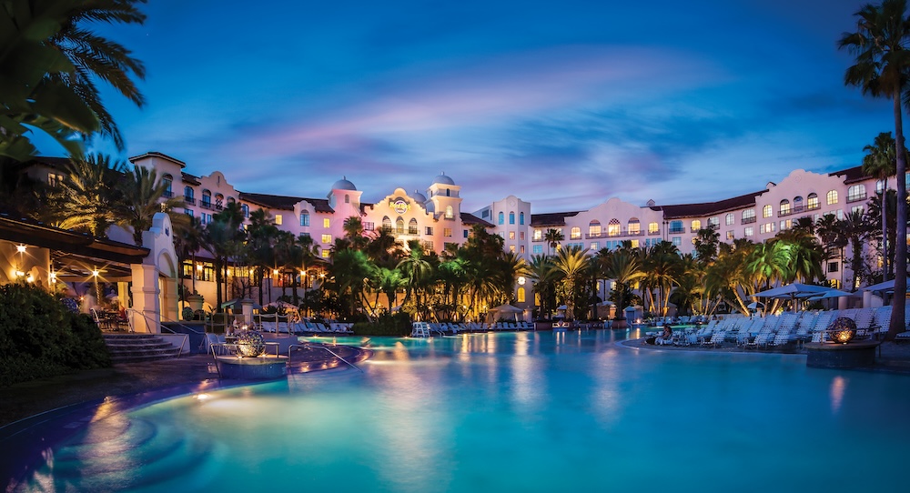 Hard Rock Hotel pool at dusk